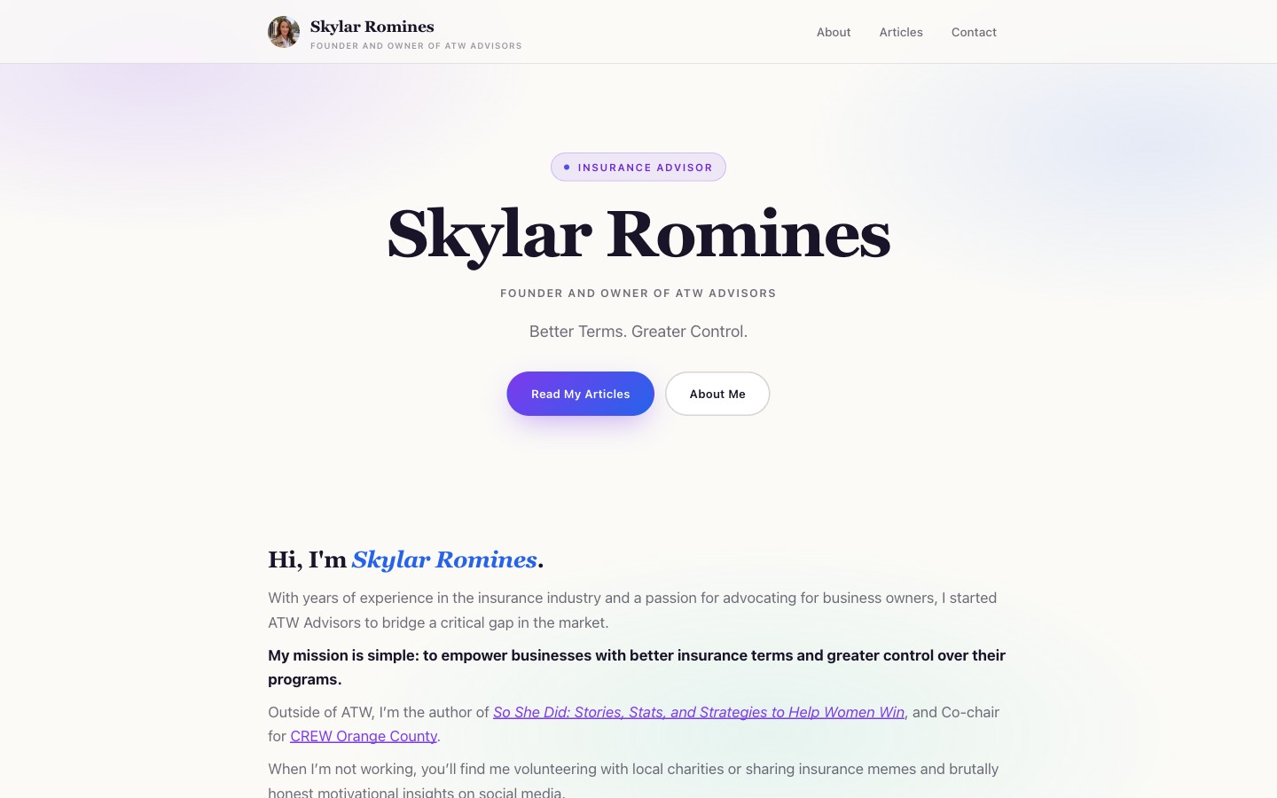 Aura theme - a soft light personal website design